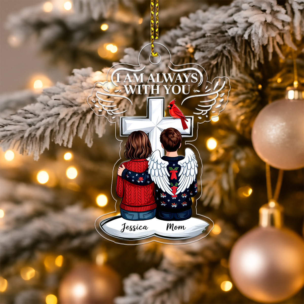 Always With You Family Memorial Keepsake Personalized Acrylic Ornament Christmas Gift
