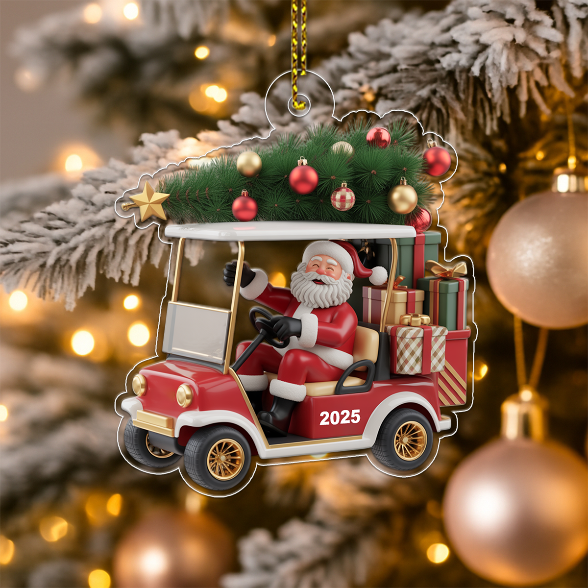 Custom Name Golf Cart For Golf Team Acrylic Ornament Christmas Gift