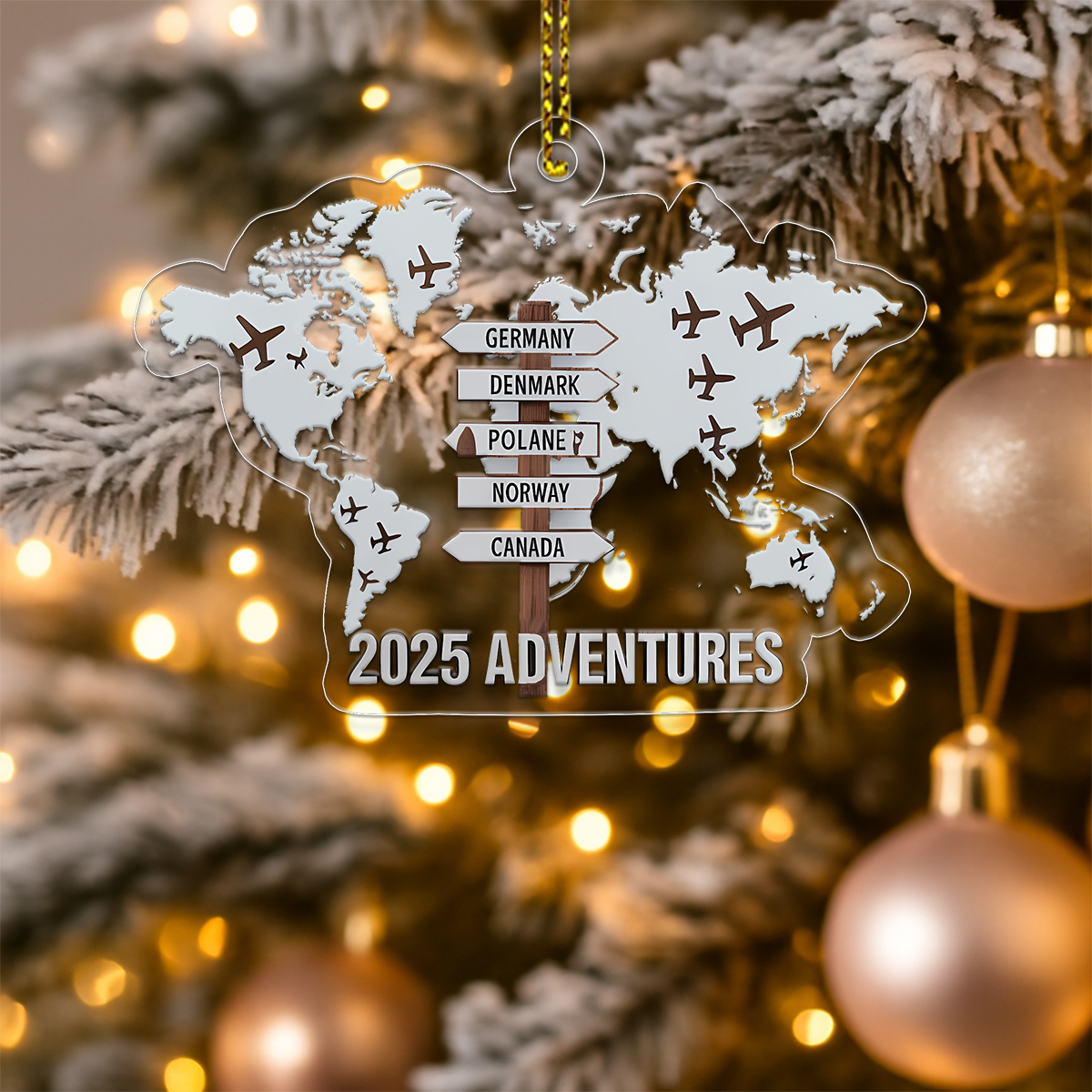 Personalized Travel Adventure Ornament Acrylic Ornament Christmas Gift
