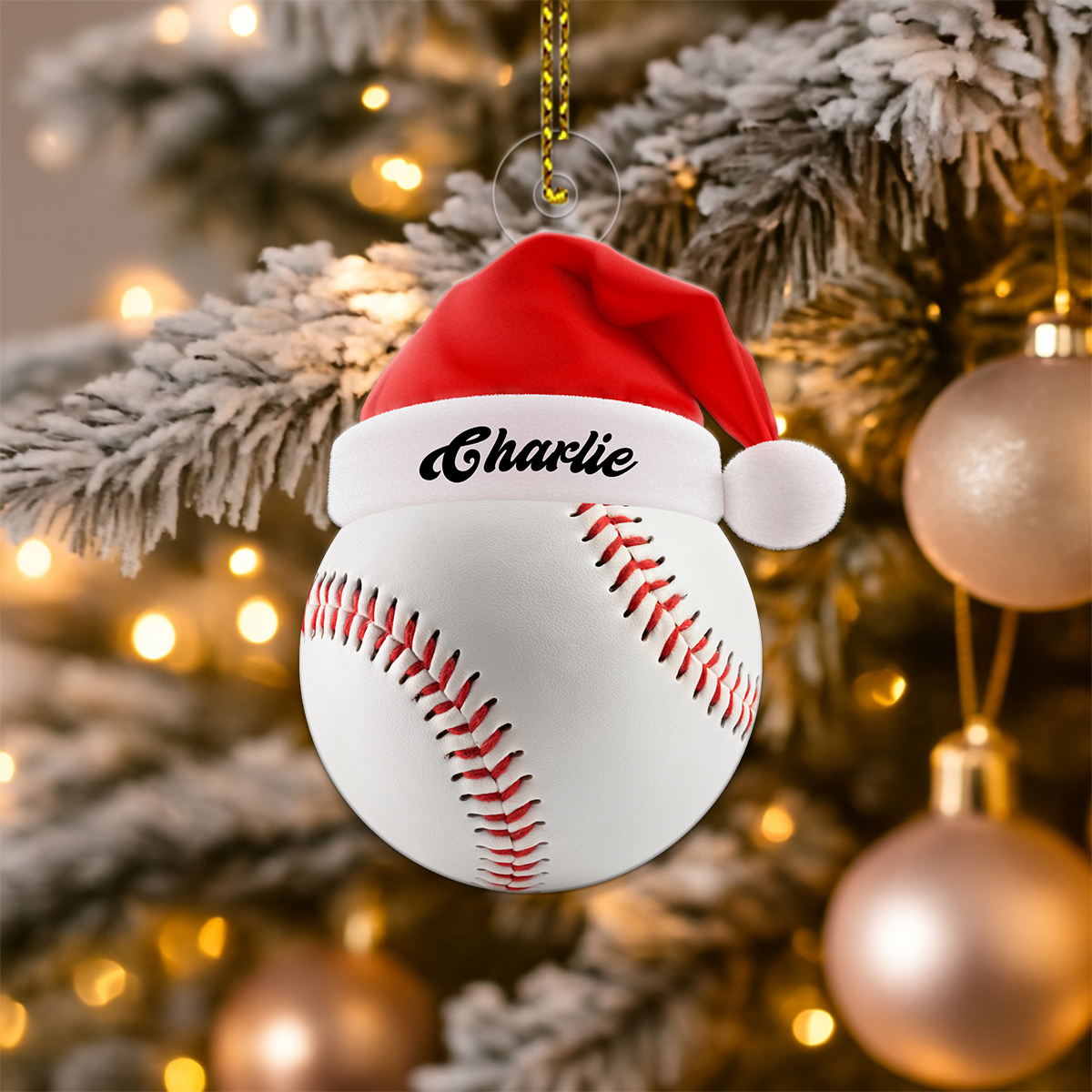 Custom Name Santa Baseball Acrylic Ornament Christmas Gift