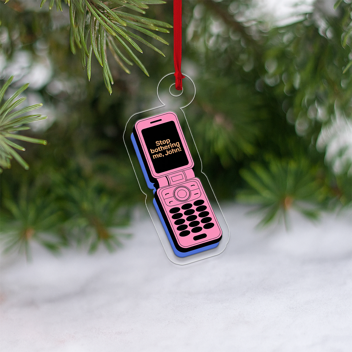 Personalized Stop Bothering Acrylic Ornament, Custom Funny Tech Christmas Ornament, Gift For Friends, Holiday Decoration