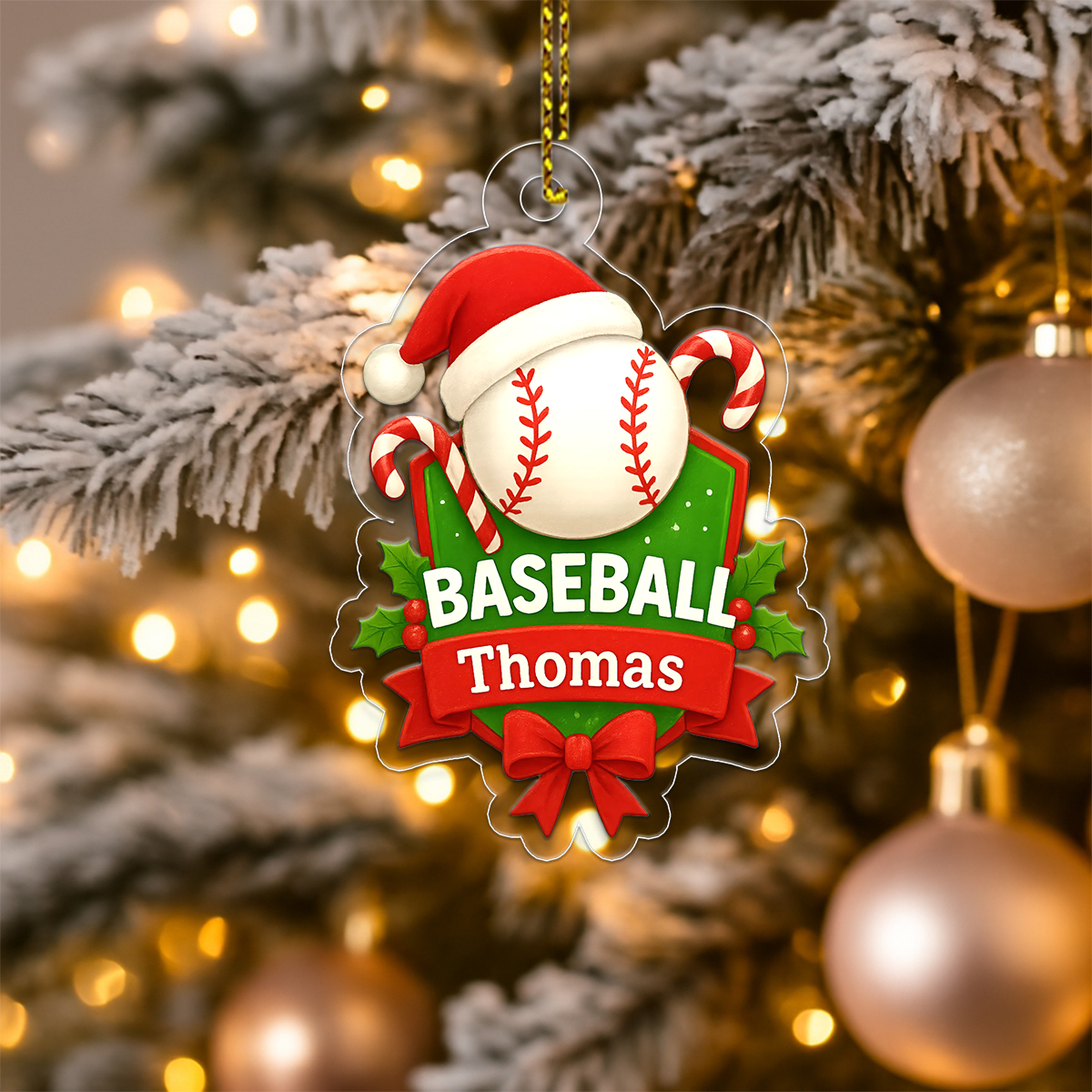 Custom Name Baseball Xmas Acrylic Ornament Christmas Gift