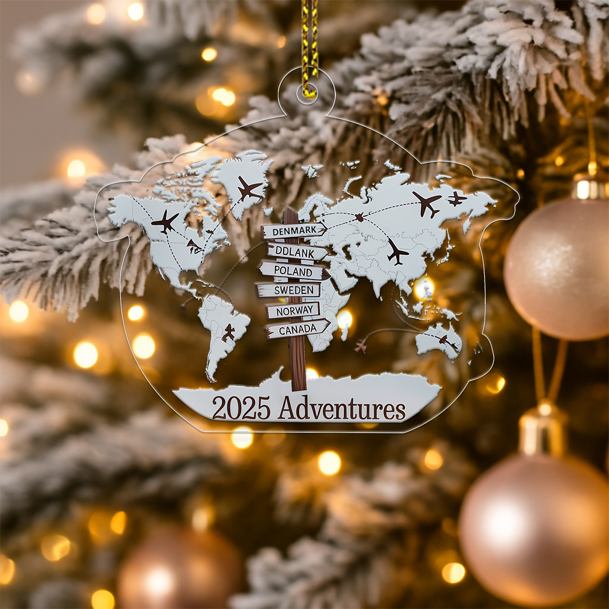 Personalized Travel Adventure Gift Acrylic Ornament Christmas Gift
