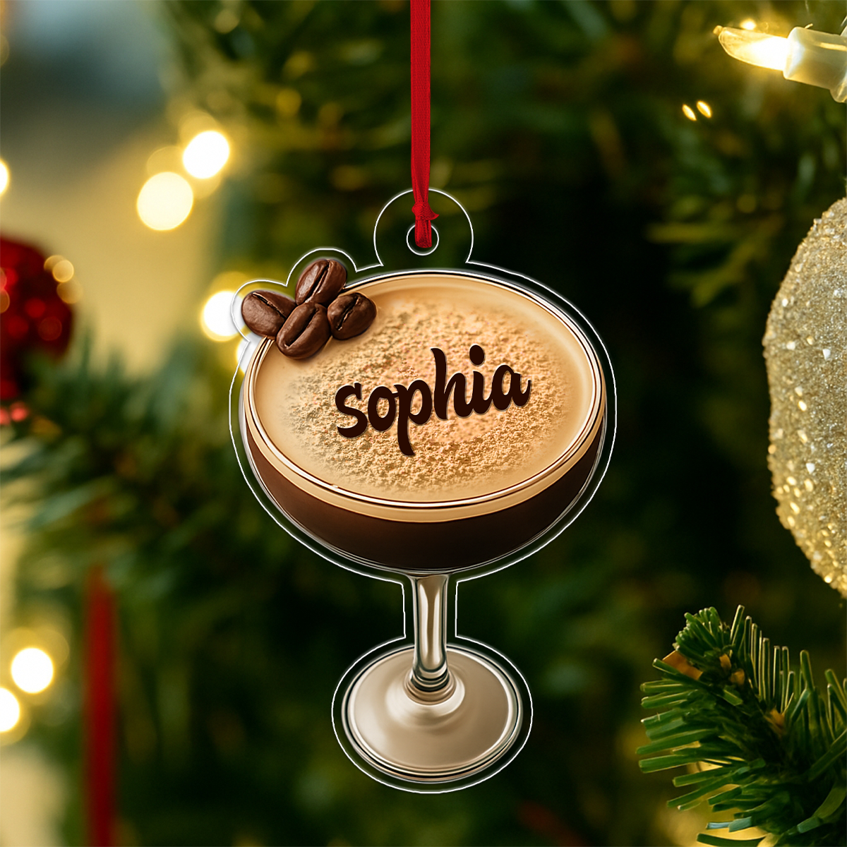 Custom Name Espresso Martini Drink Lover Acrylic Ornament Christmas Gift