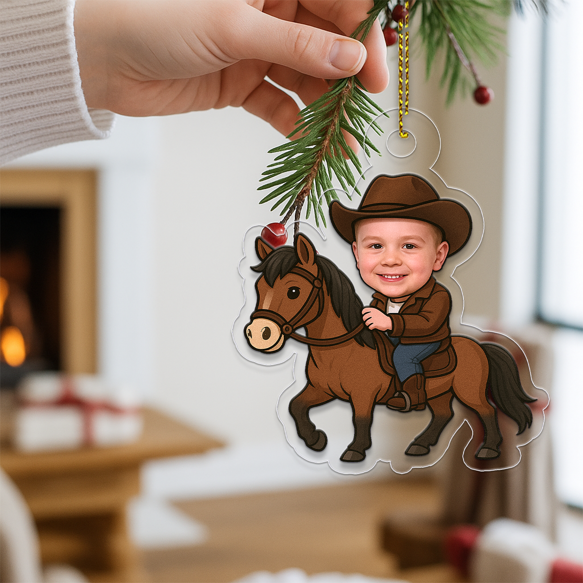 Custom Photo Riding Horse Ornament, Personalized Equestrian Christmas Ornament, Horse Lover Gift, Country Lifestyle Holiday Keepsake