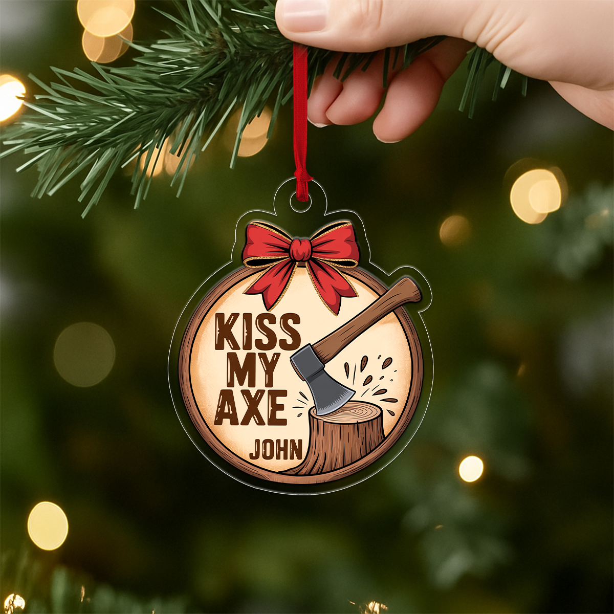 Personalized Kiss My Axe Adult Ornament, Funny Christmas Tree Decoration, Adult Ornament, Funny Ornament, Woodworker Holiday Ornament