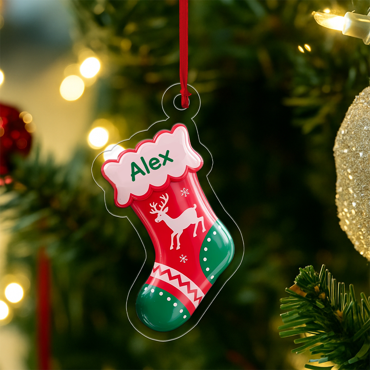 Custom Name Christmas Sock Acrylic Ornament Christmas Gift