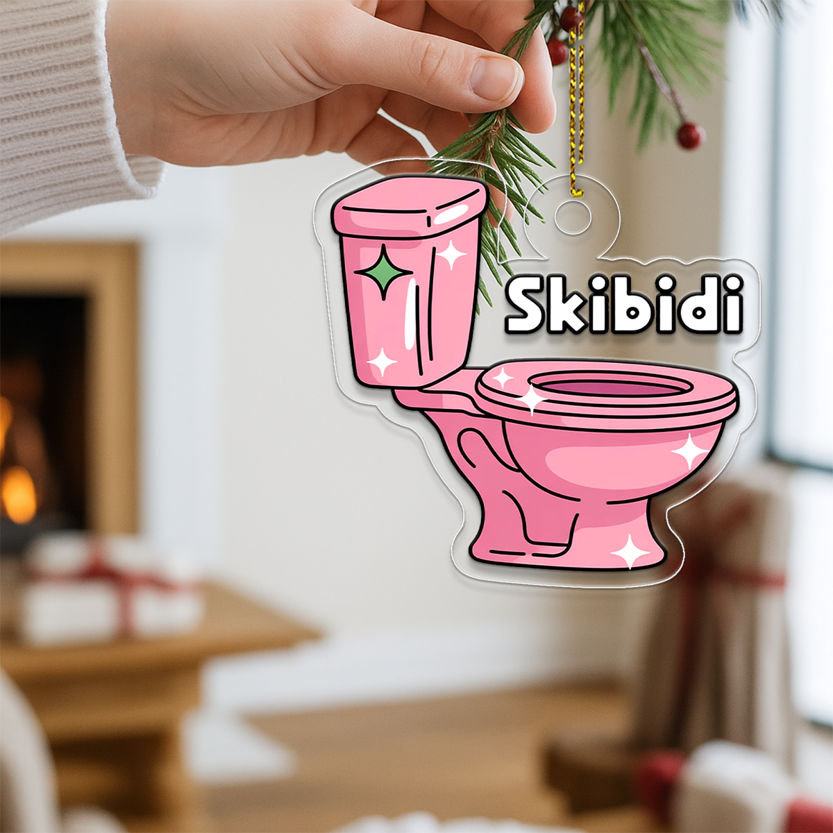 Funny Skibidi Toilet Acrylic Ornament, Toilet Christmas Ornament, Meme Ornament, Gag Gift for Teen Kids, Holiday Decoration