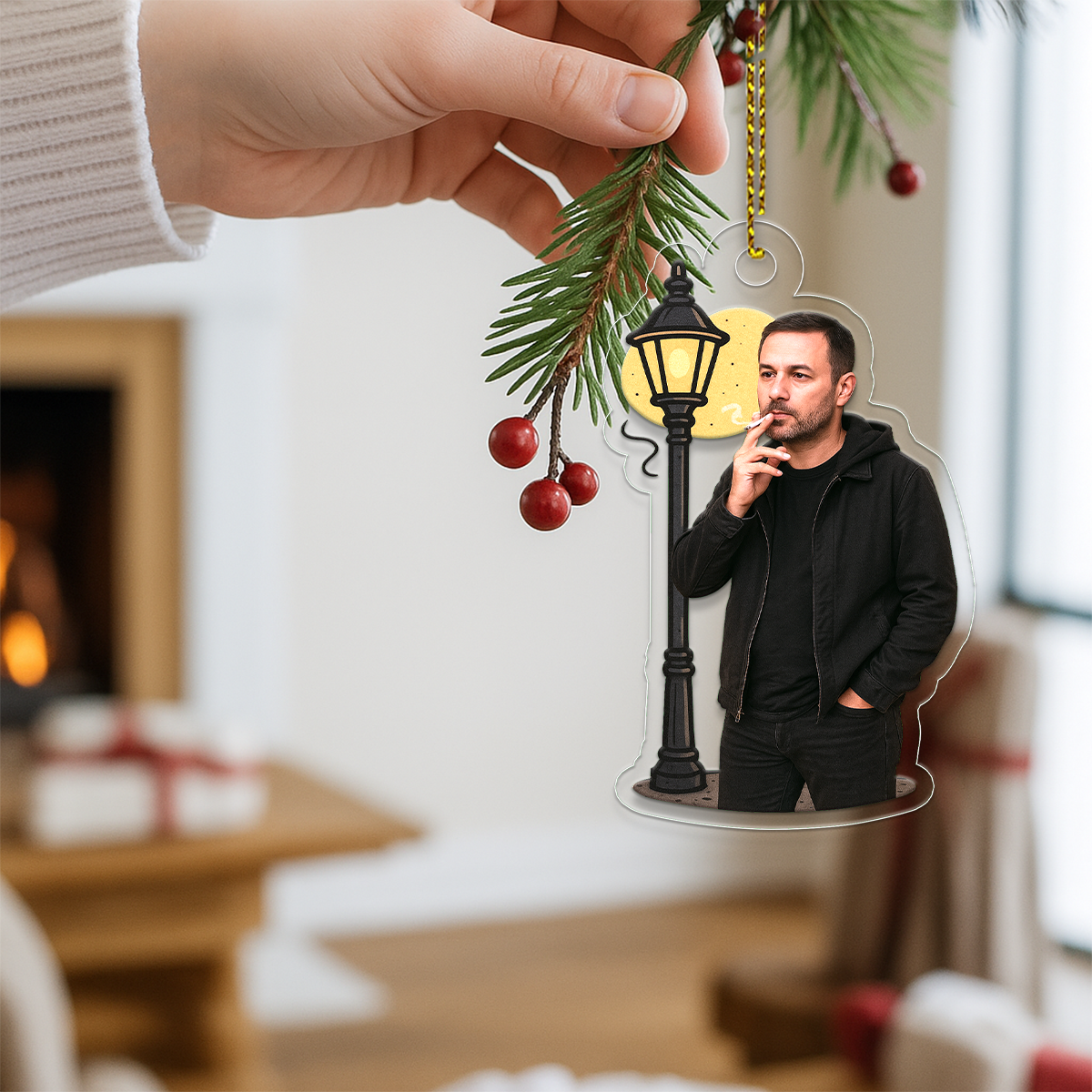 Custom Photo Smoker Ornament, Personalized Funny Christmas Ornament, Adult Humor Gag Gift, Quirky Holiday Decoration, Unique Xmas Keepsake