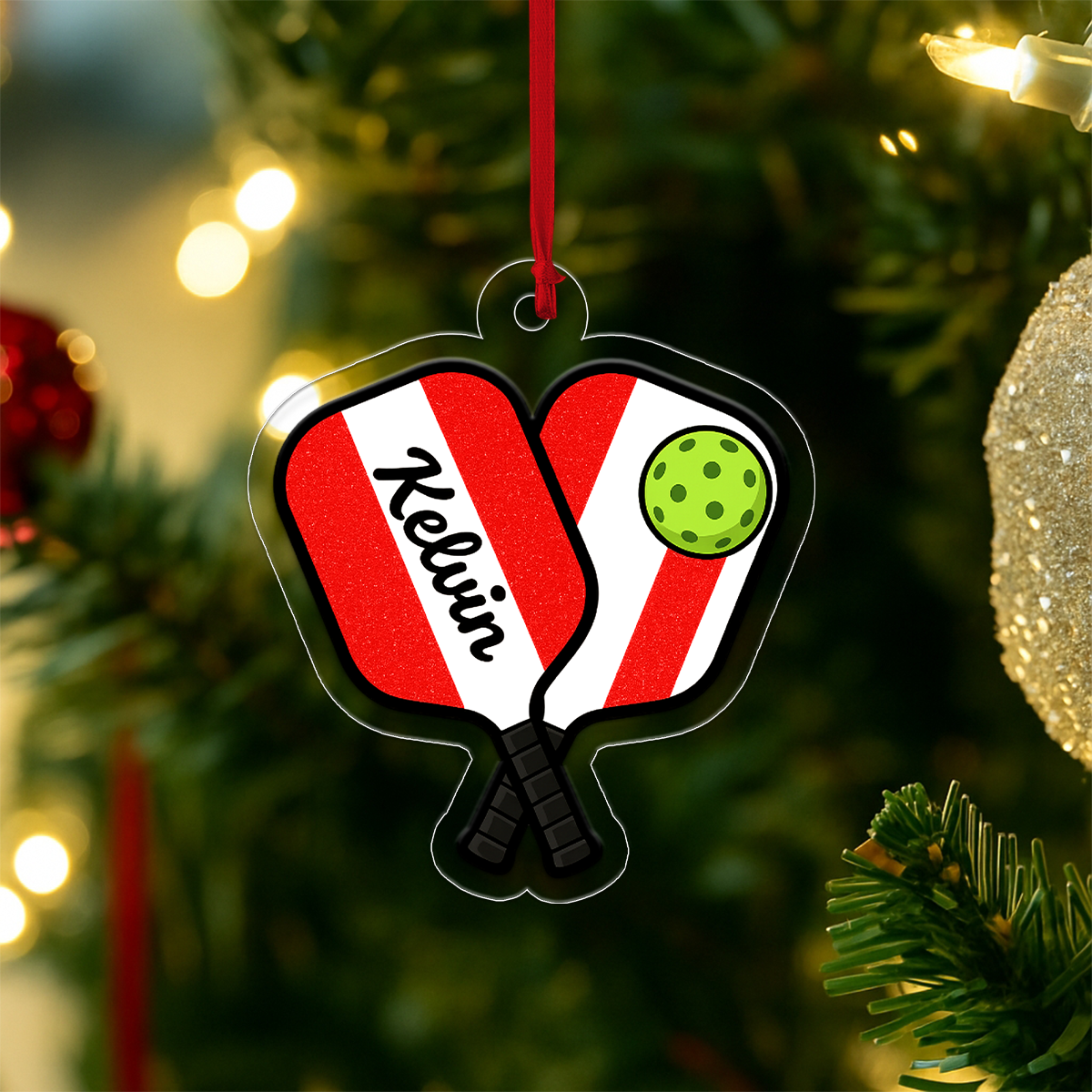 Custom Name Xmas Pickleball Acrylic Ornament Christmas Gift