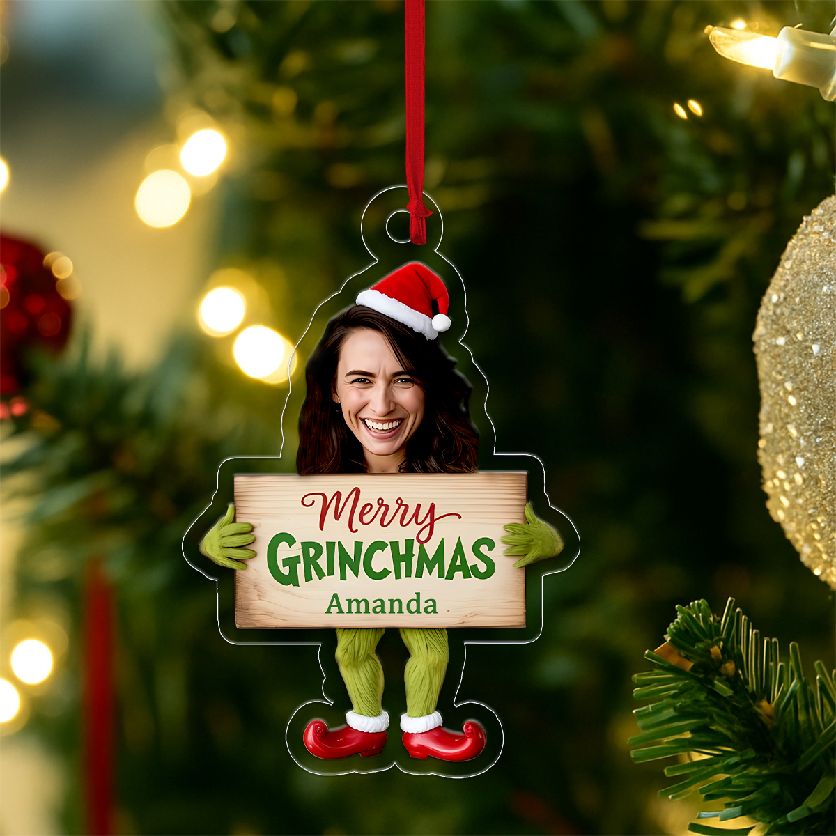 Custom Face Photo Funny Christmas 1 Acrylic Ornament Christmas Gift