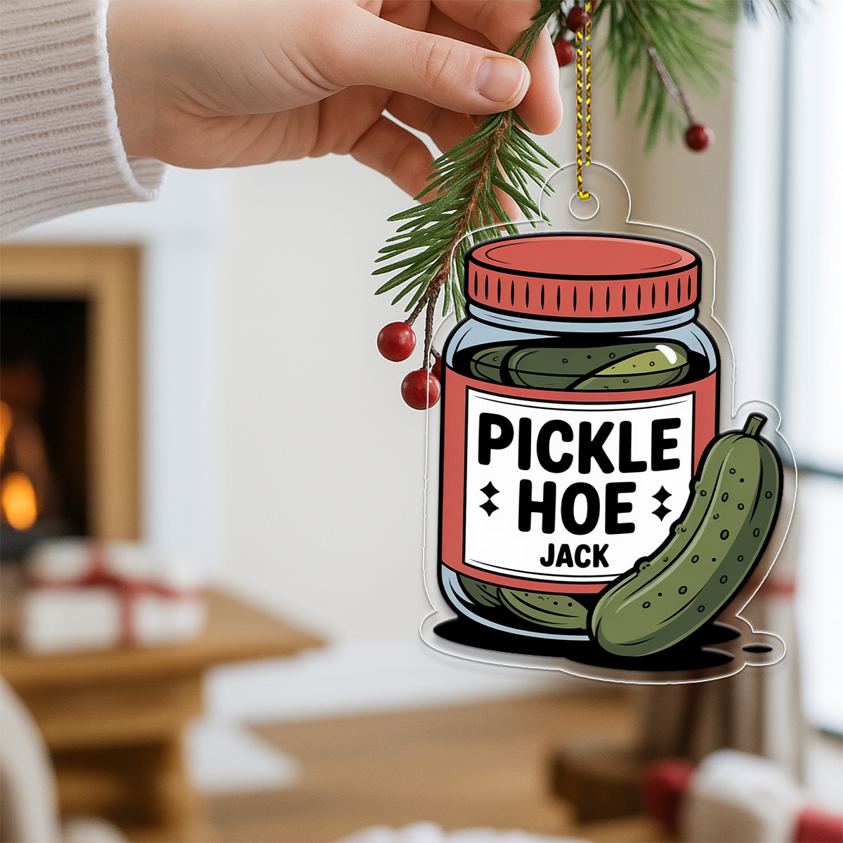 Personalized Pickle Hoe Ornament2