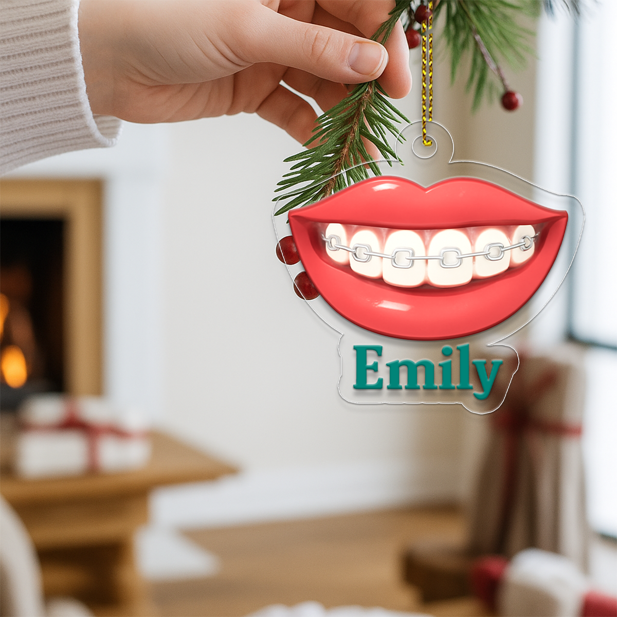 Personalized Smile Orthodontic Ornament, Custom Dentist Christmas Ornament, Braces Gift, Dental Hygienist Ornament, Funny Tooth Decoration