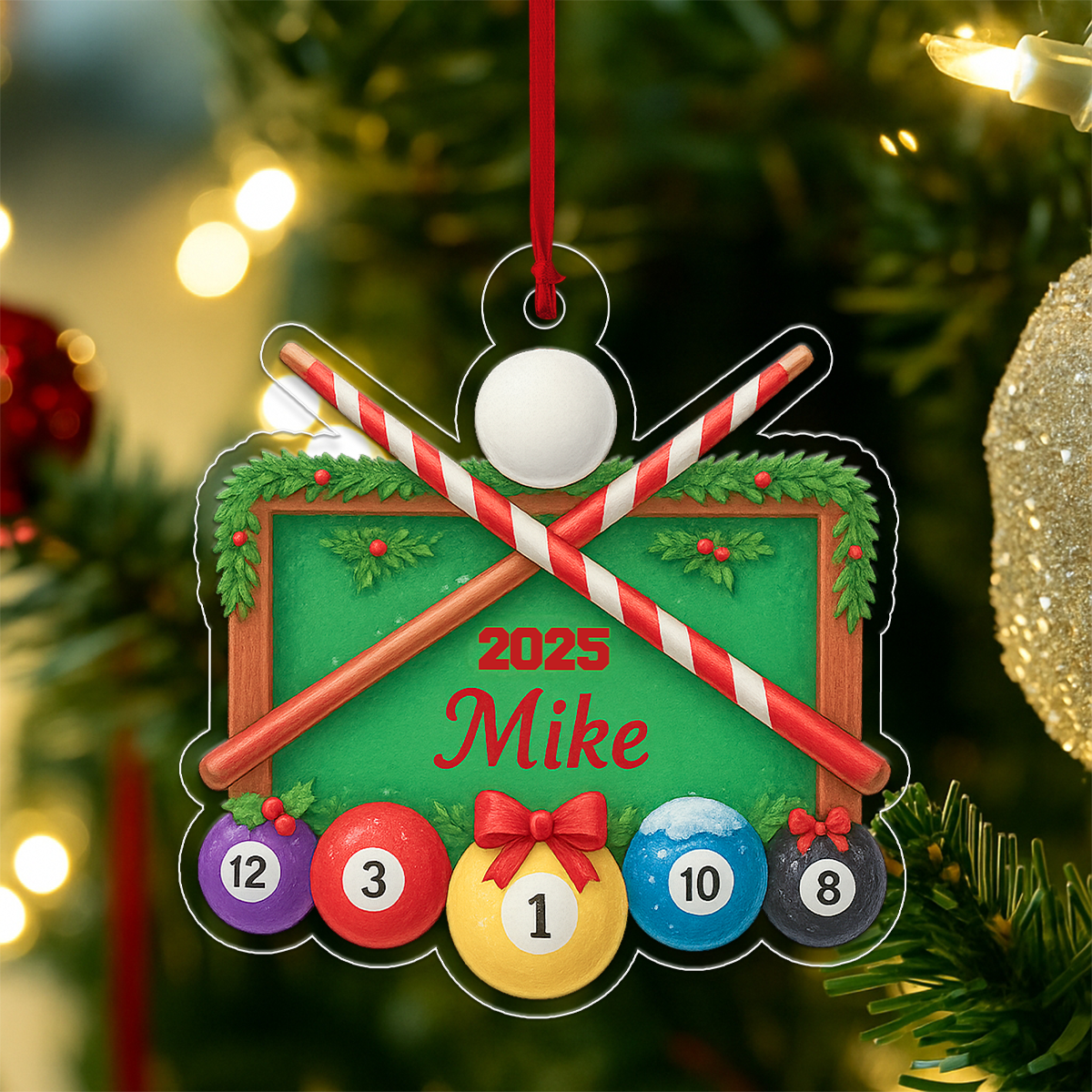 Custom Name Billiard Merry Christmas