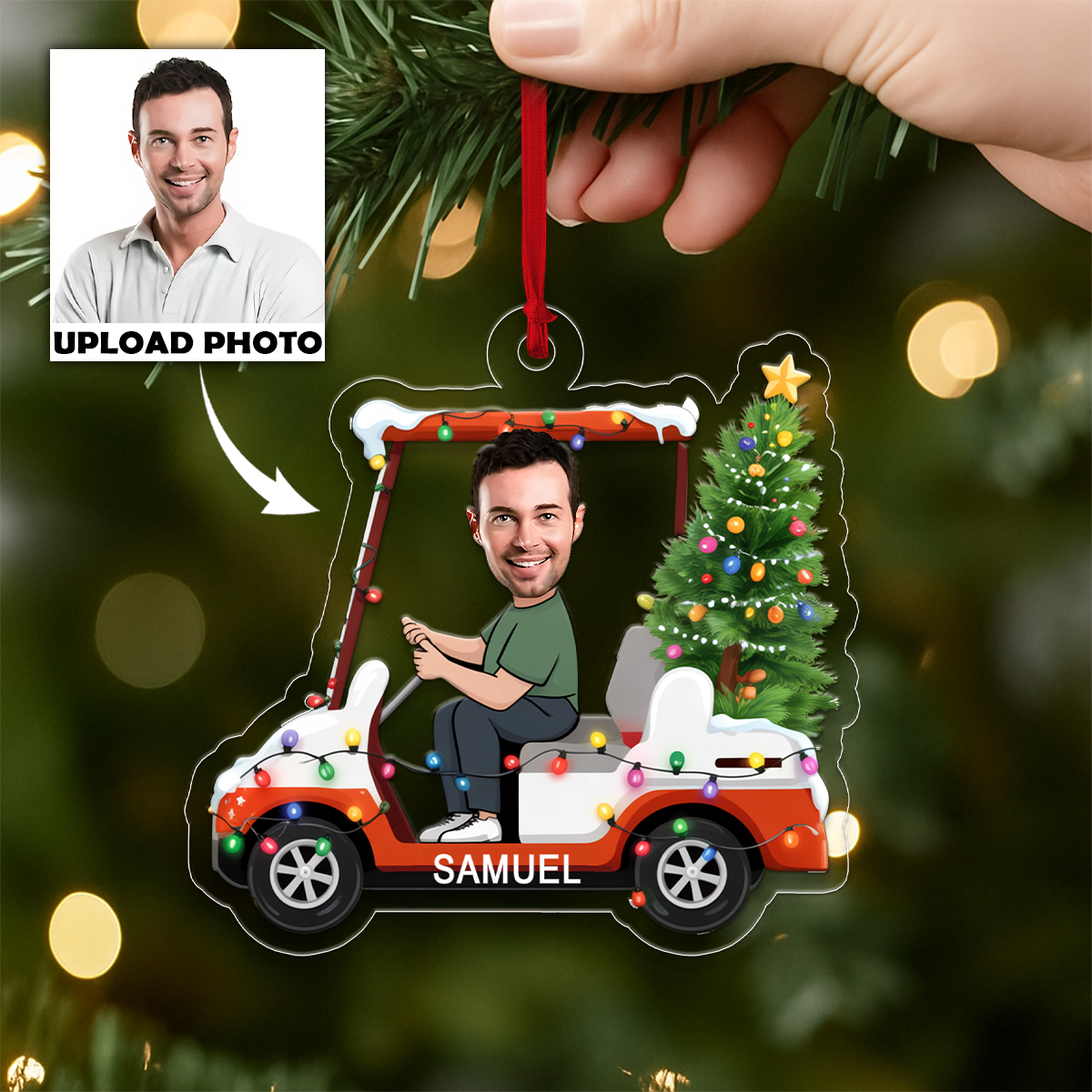 Custom Photo Golf Cart Xmas