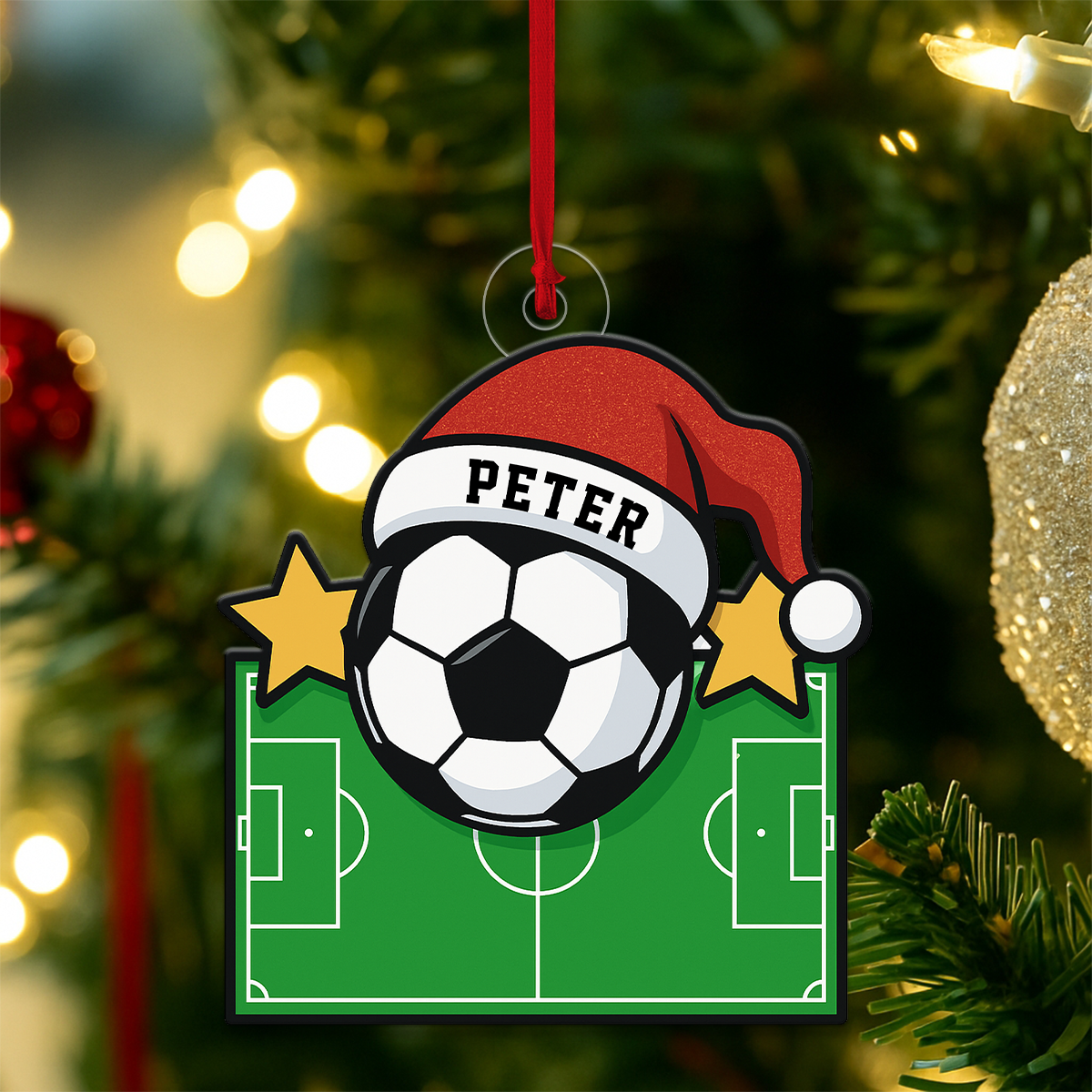 Custom Name Soccer Field Acrylic Ornament Christmas Gift