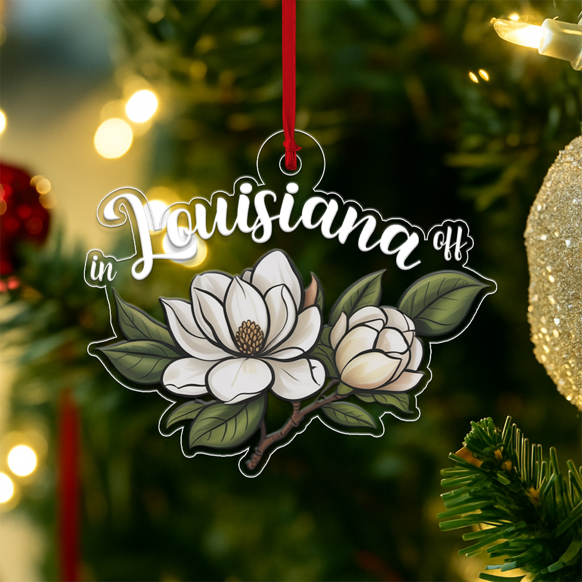 Louisiana Magno Flower Acrylic Ornament Christmas Gift
