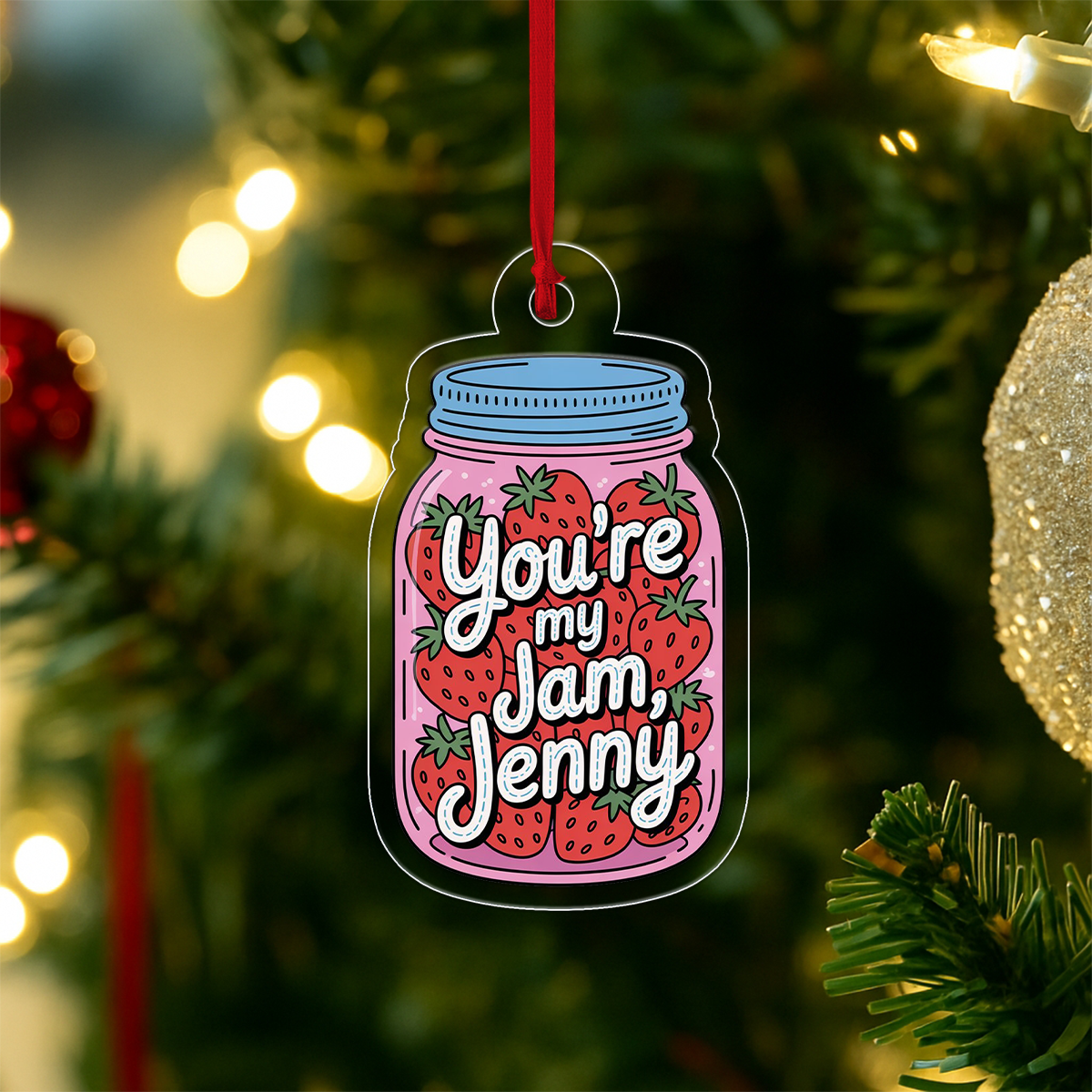 You're My Jam Strawberries Ornament, Personalized Custom Christmas Ornament, Romantic Gift for Couple, Sweet Holiday Keepsake