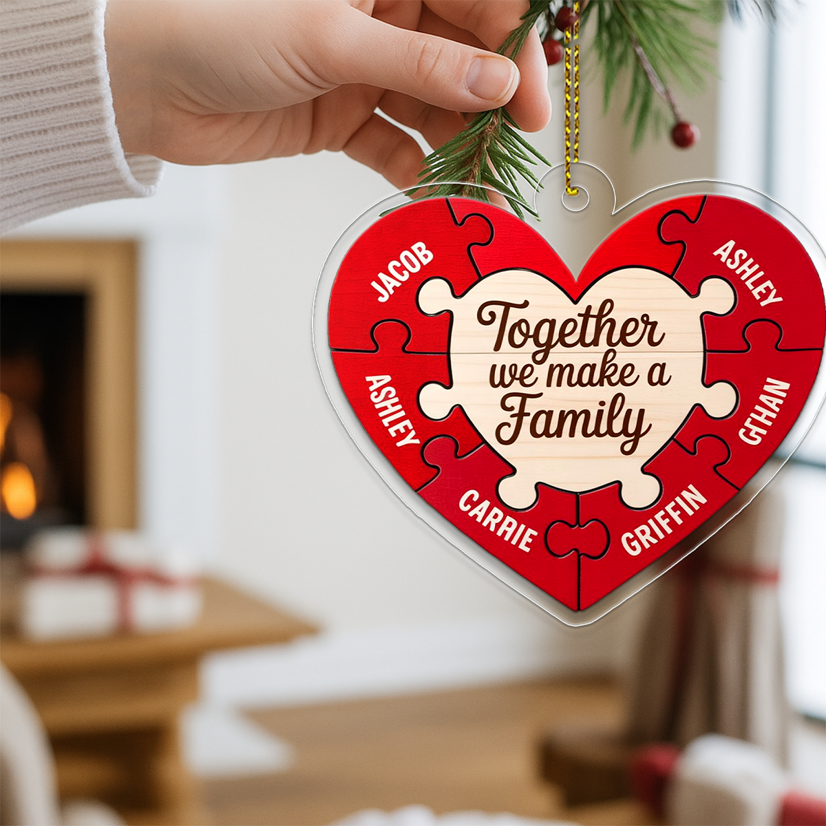 Personalized Together We Make A Family Heart Ornament, Custom Family Christmas Ornament, Parents Gift, Love Keepsake Holiday Decoration
