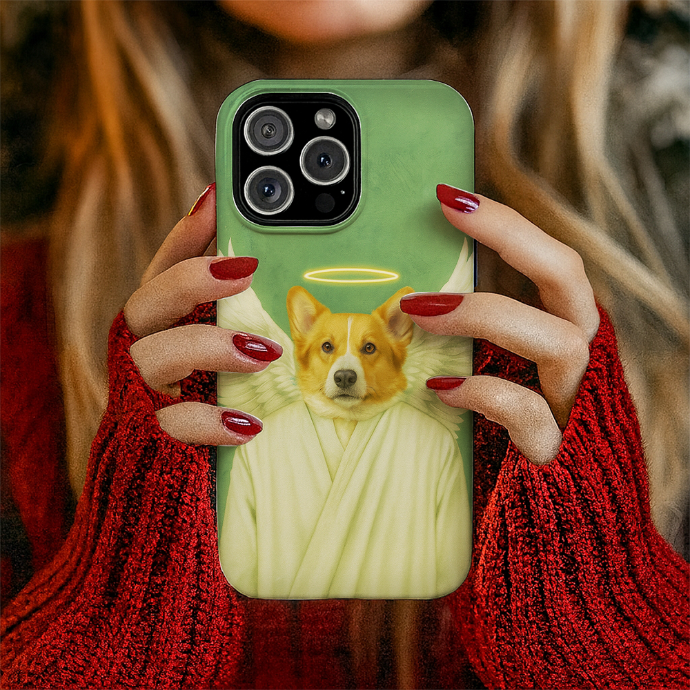 Custom Photo Angel Dog Phone Case Memorial Gift For Dog