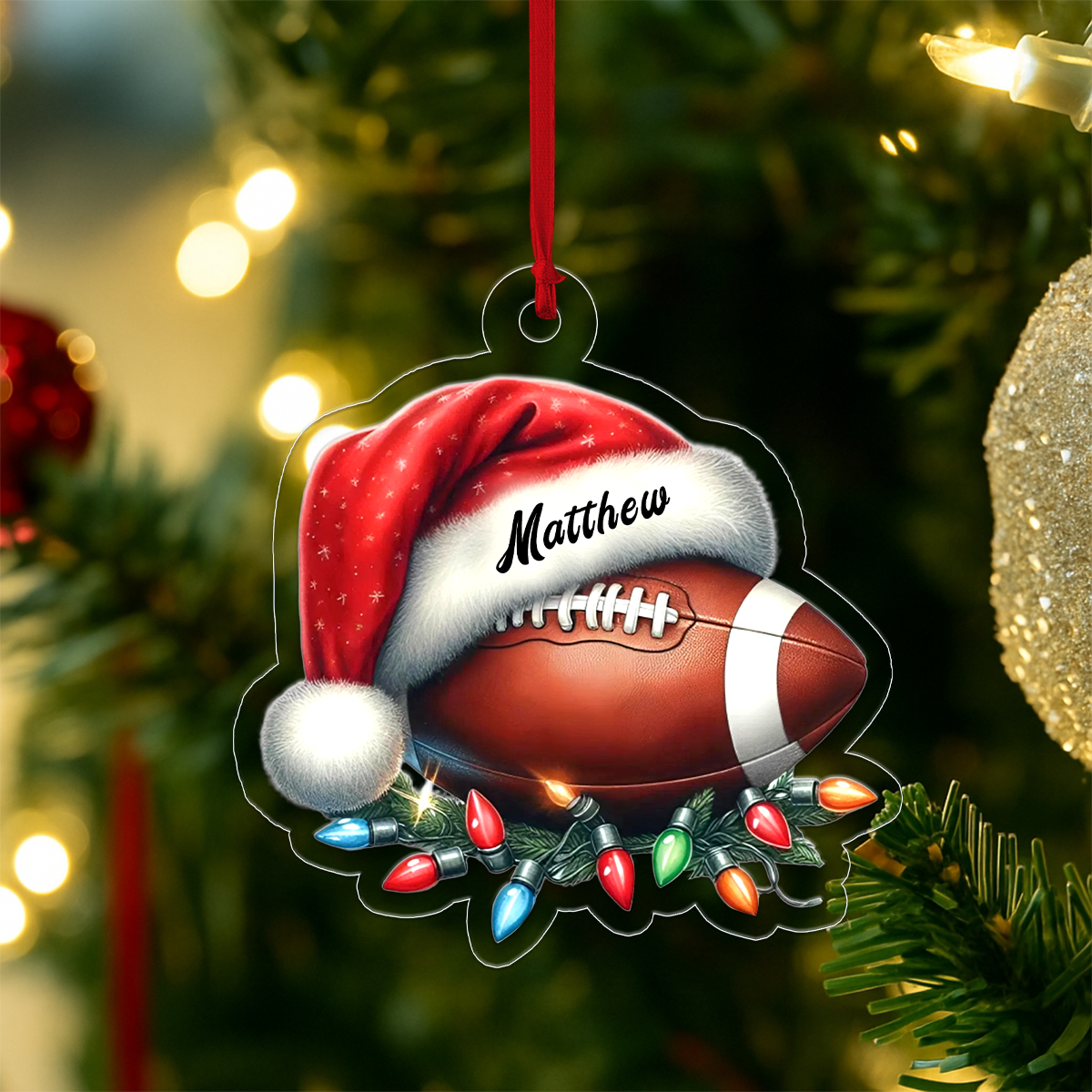 Custom Name Baseball Santa Acrylic Ornament Christmas Gift