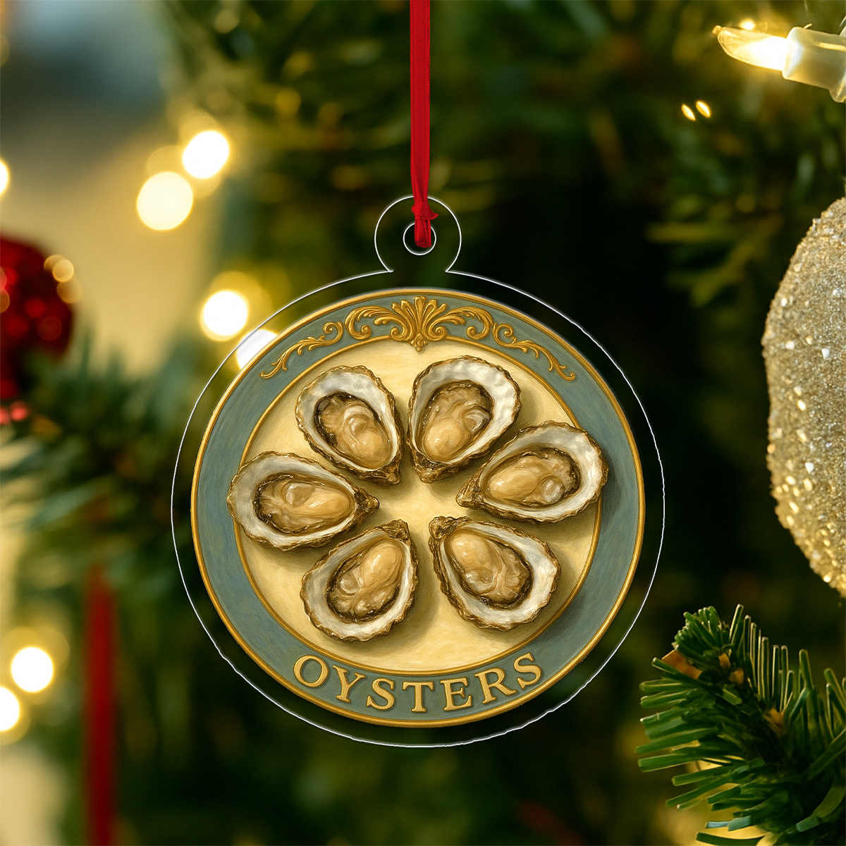Personalized Funny Oyster Ornament, Gag Christmas Ornament, Seafood Lover Gift, Unique Holiday Decoration, Fun Keepsake for Foodies