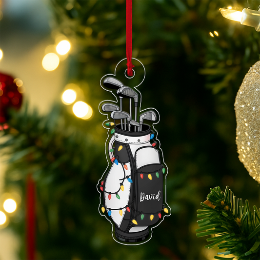 Custom Name Golf Backpacks Christmas Acrylic Ornament Christmas Gift