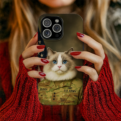 Custom Dog Photo Us Army Phone Case _ Gift For Dog Lovers
