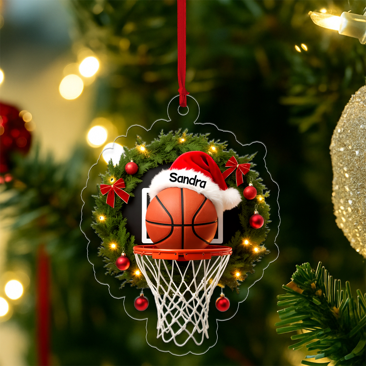 Custom Name Basketball Merry Xmas Acrylic Ornament Christmas Gift