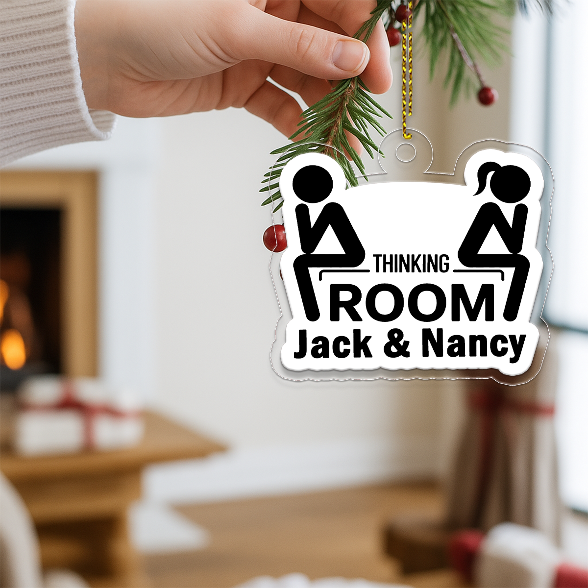 Personalized WC Toilet Thinking Room Ornament, Custom Funny Bathroom Christmas Ornament, Adult Humor Ornament, Holiday Decoration