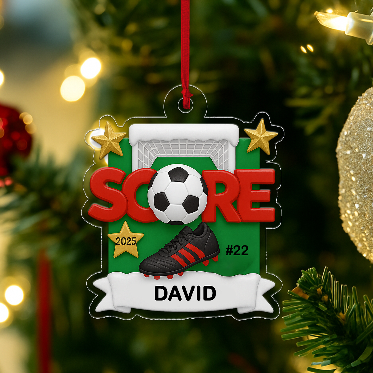 Custom Name Soccer Player 2025 Acrylic Ornament Christmas Gift