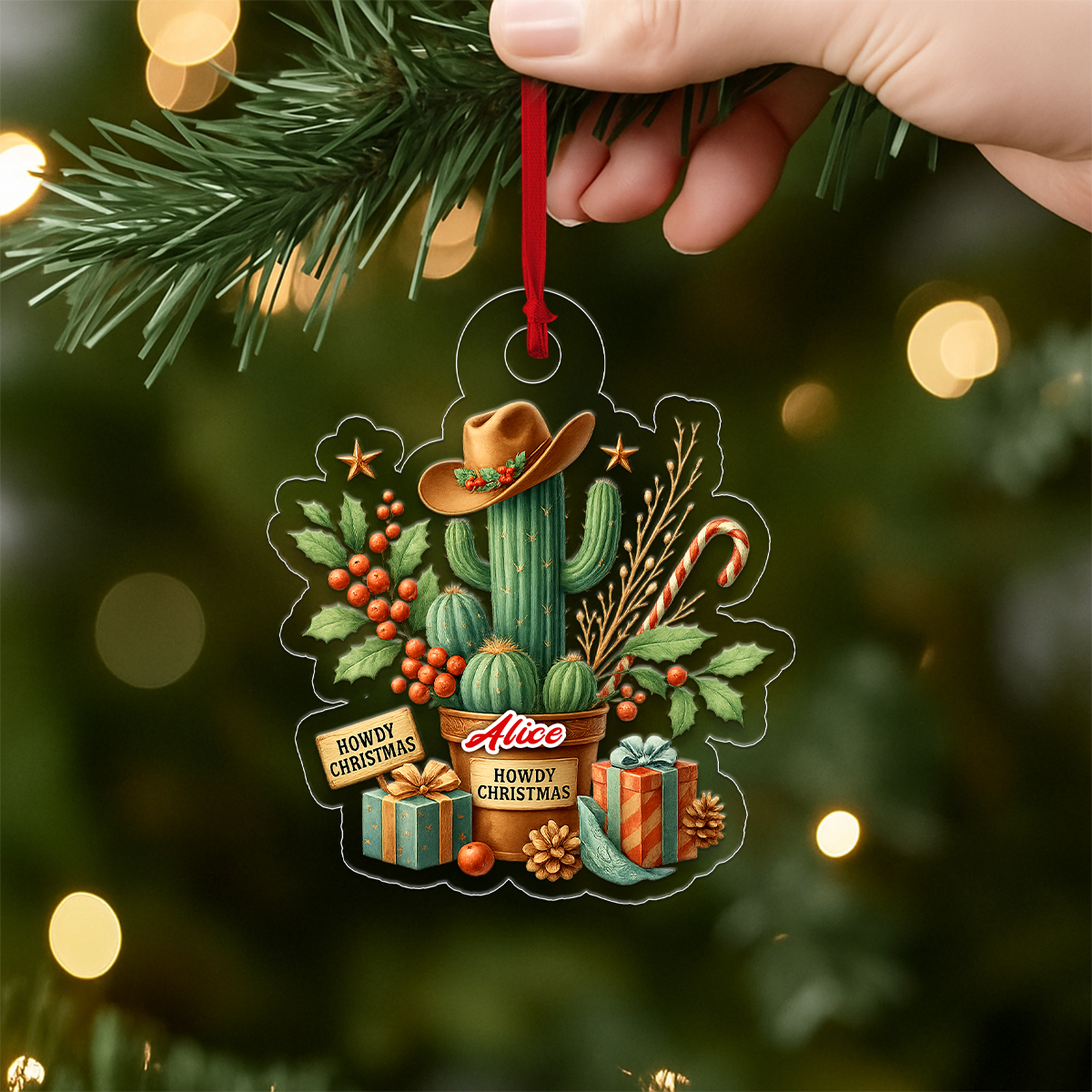 Custom Name Catus Howdy Christmas