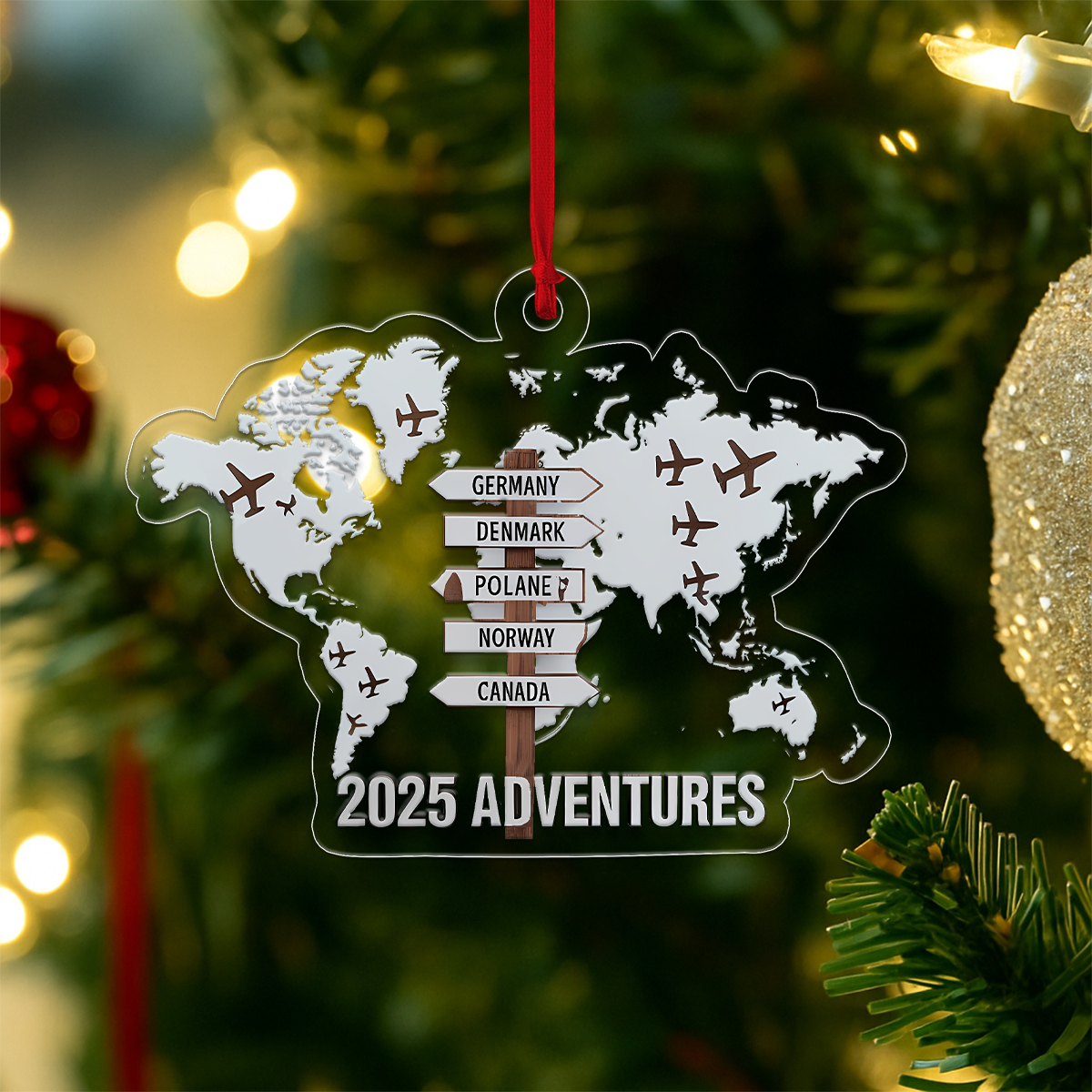 Personalized Travel Adventure Ornament Acrylic Ornament Christmas Gift