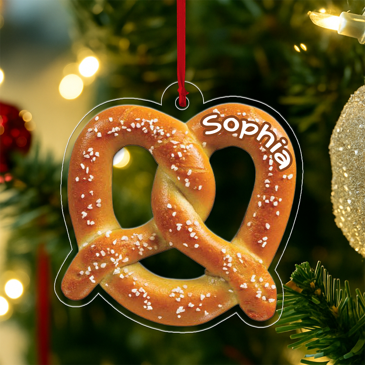 Custom Name Pretzel Foody Acrylic Ornament Christmas Gift