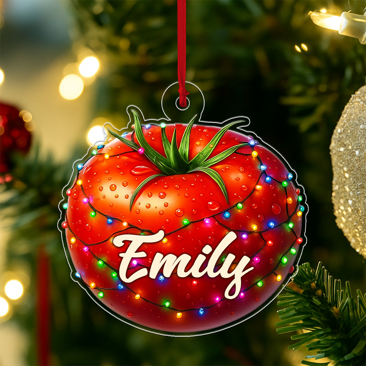 Custom Name Tomato Xmas Acrylic Ornament Christmas Gift