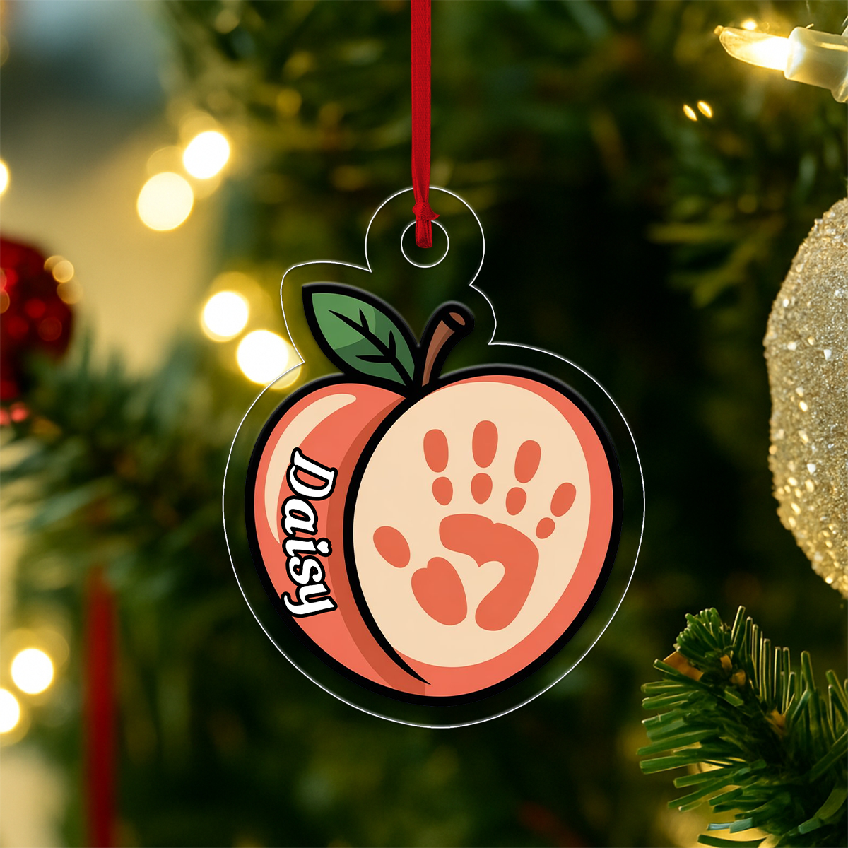 Personalized Hand On Peach Funny Ornament, Custom Gag Gift Christmas Ornament, Naughty Holiday Decoration, Adult Humor Keepsake