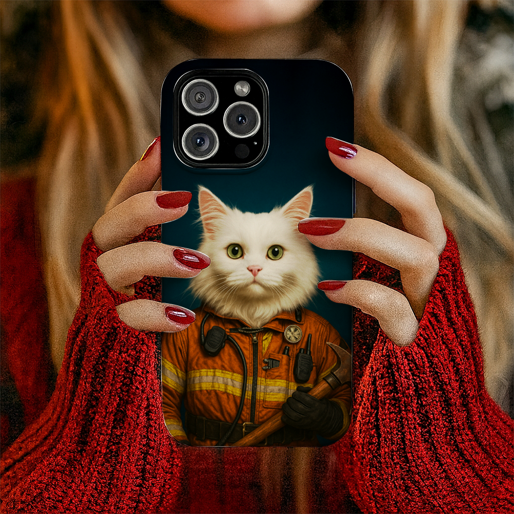 Custom Dog Photo Firefighter Phone Case _ Gift For Dog Lovers