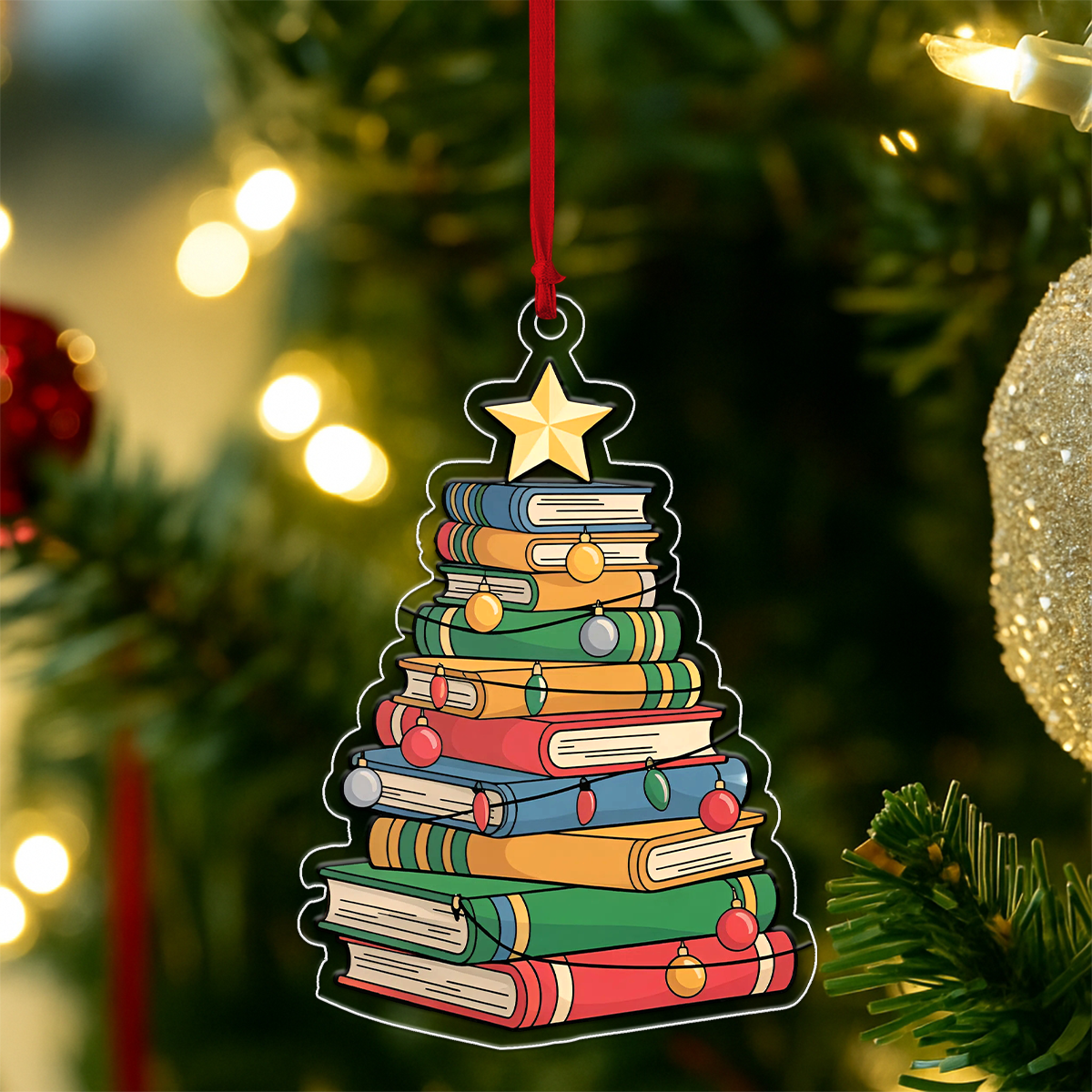 Christmas Book Tree Ornament 2 Acrylic Ornament Christmas Gift