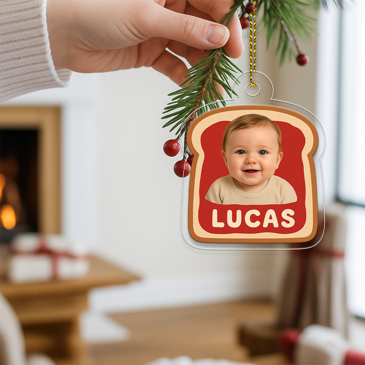 Custom Photo Baby Spread Ornament, Personalized New Baby Christmas Ornament, First Christmas Keepsake, Holiday Decoration