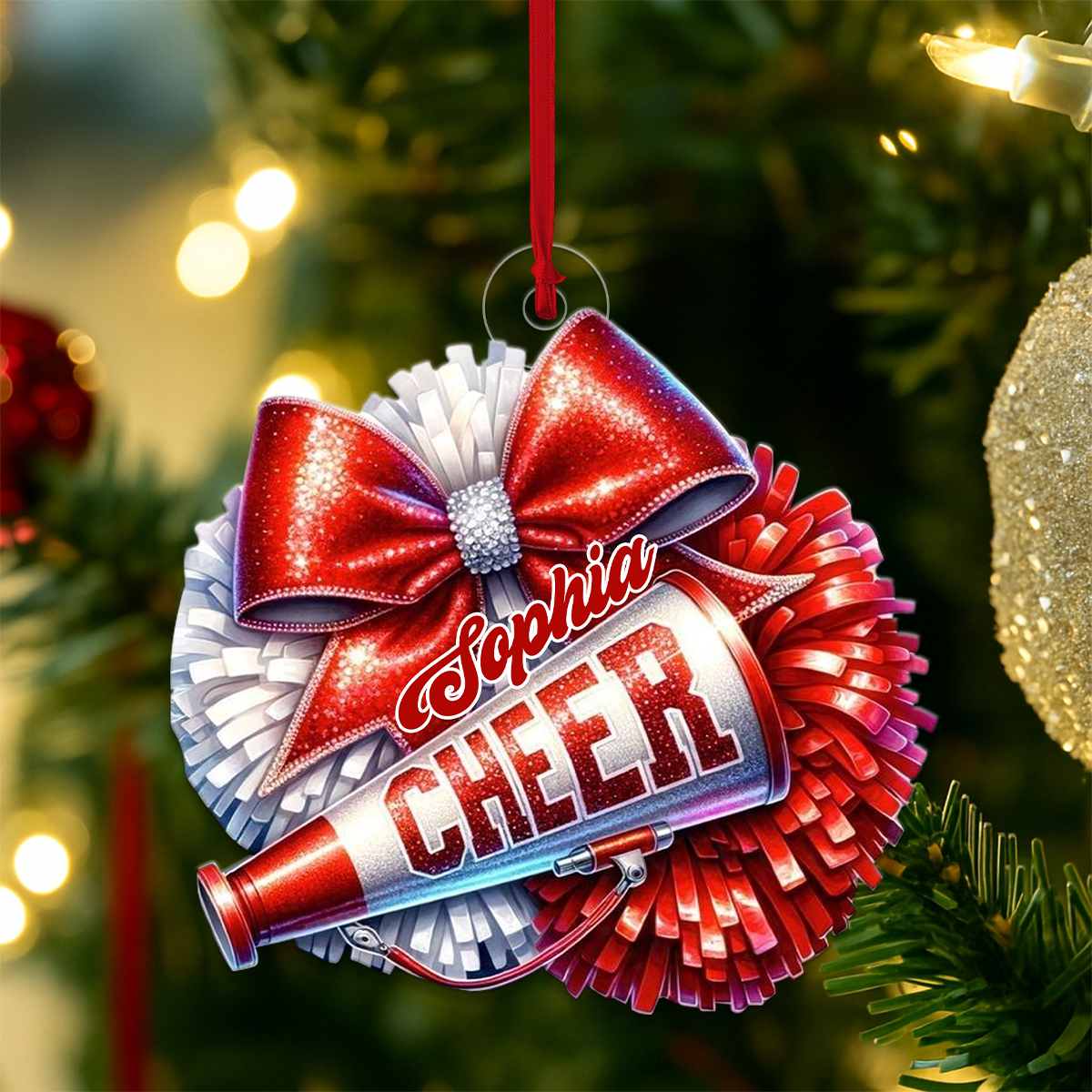 Custom Name Cheerleader Merry Xmas Acrylic Ornament Christmas Gift