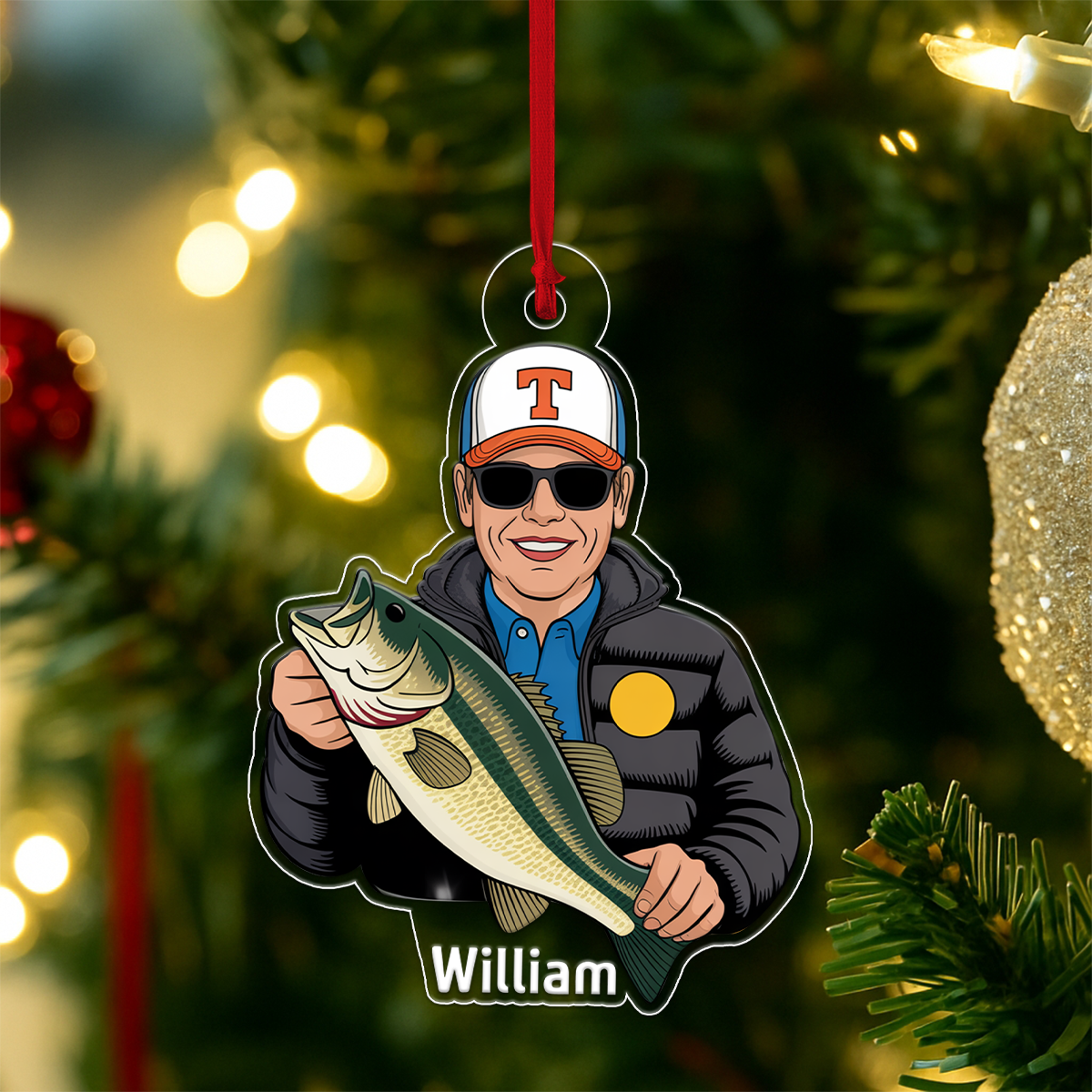Custom Photo Fisherman Acrylic Ornament Christmas Gift