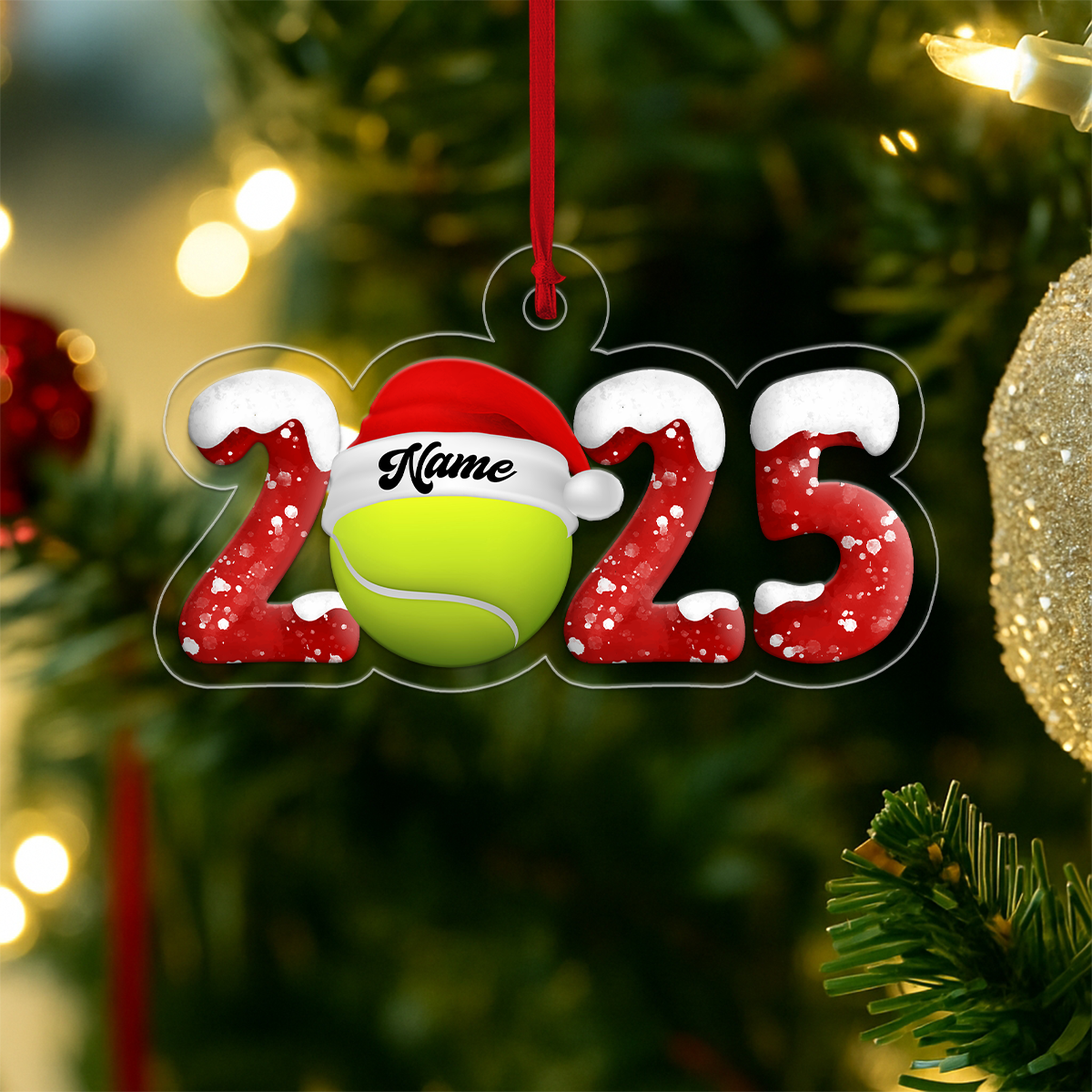 Custom Name Tennis 2025 Lover Acrylic Ornament Christmas Gift