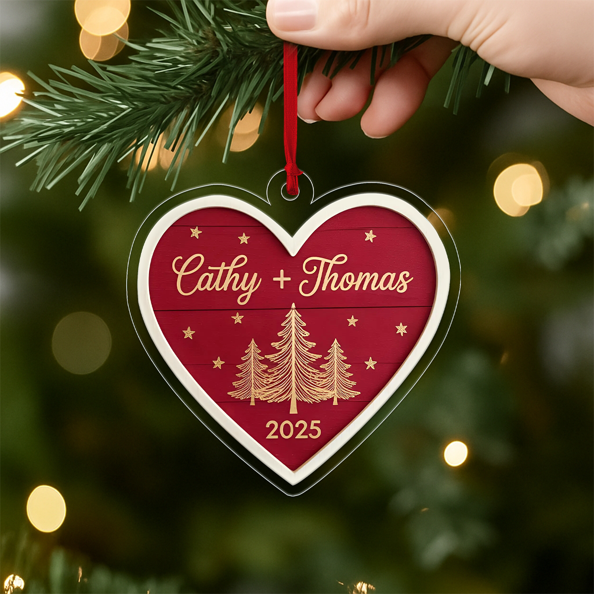Personalized Our First Christmas Ornament, Custom Couple Ornament for Newlyweds, Engagement Gift, Wedding Anniversary Holiday Keepsake
