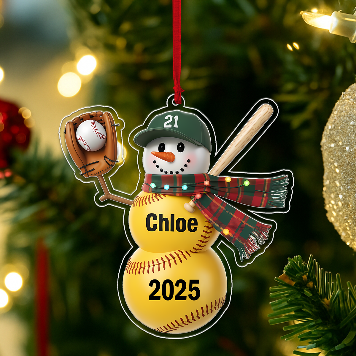 Personalized Softball Acrylic Ornament Christmas Gift