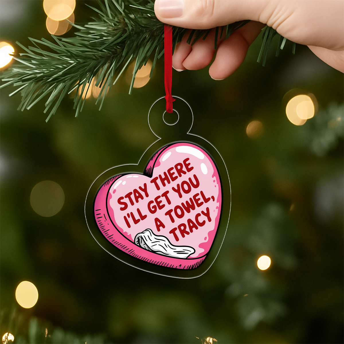 Personalized Stay There I'll Get You A Towel Ornament, Funny Couple Ornament, Custom Bathroom Humor Ornament, Naughty Christmas Gag Gift