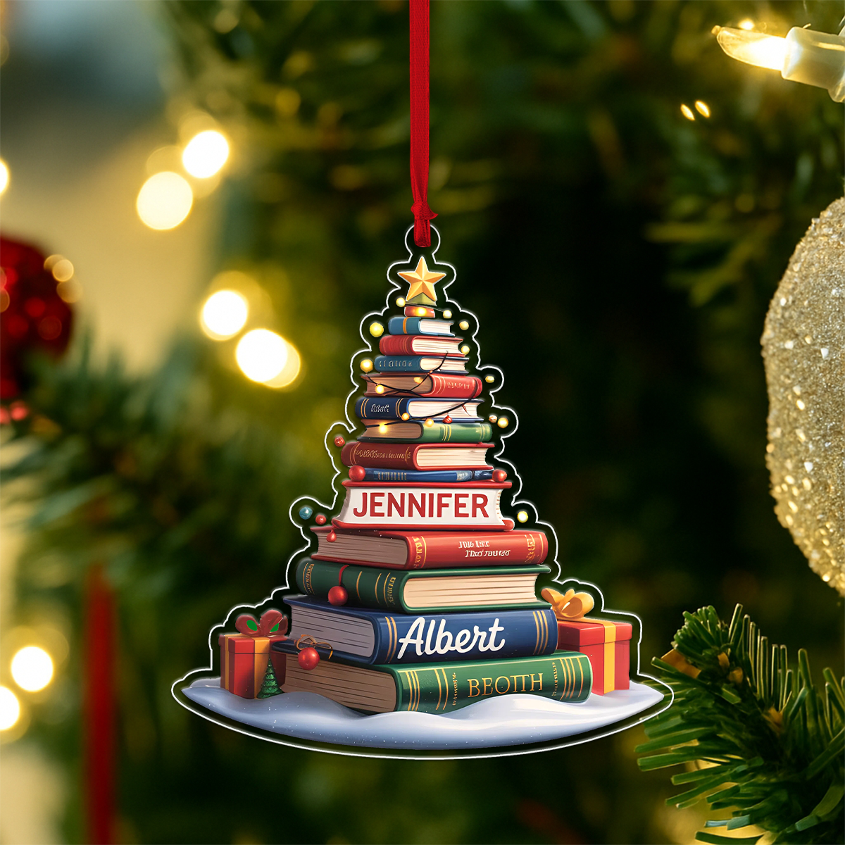 Custom Name Book Christmas Tree Acrylic Ornament Christmas Gift