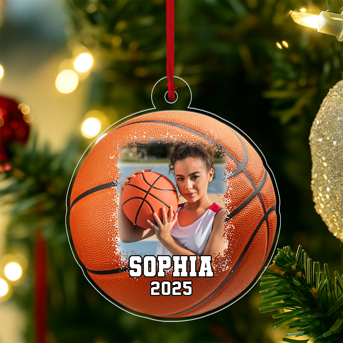 Custom Photo Basketball Player With Name And Number Acrylic Ornament Christmas Gift