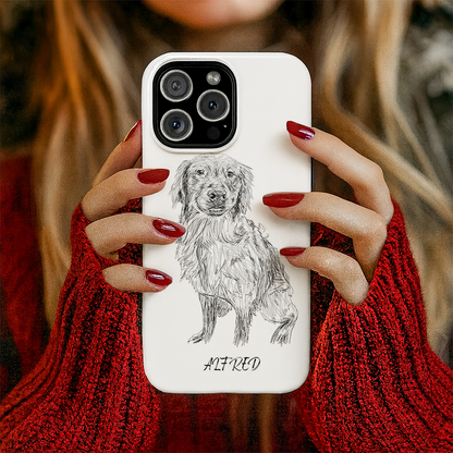 Custom Photo Pencil Sketch Dog Phone Case Gift For Dog Lovers