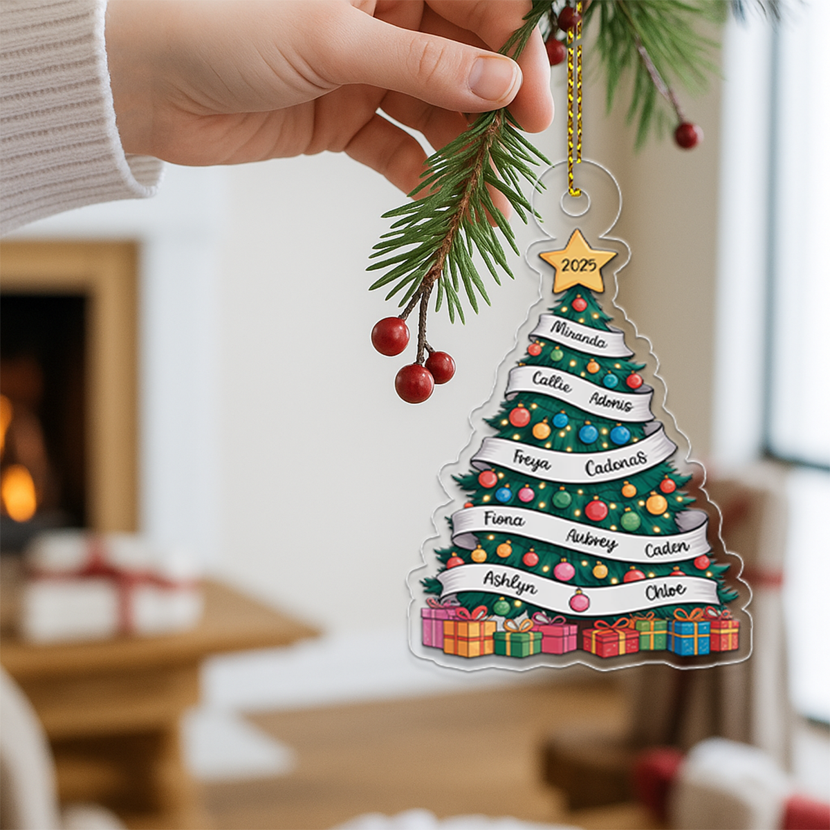 Our Family Christmas Tree, Cherished Memories - Personalized Custom Ornament - Gift for Family2