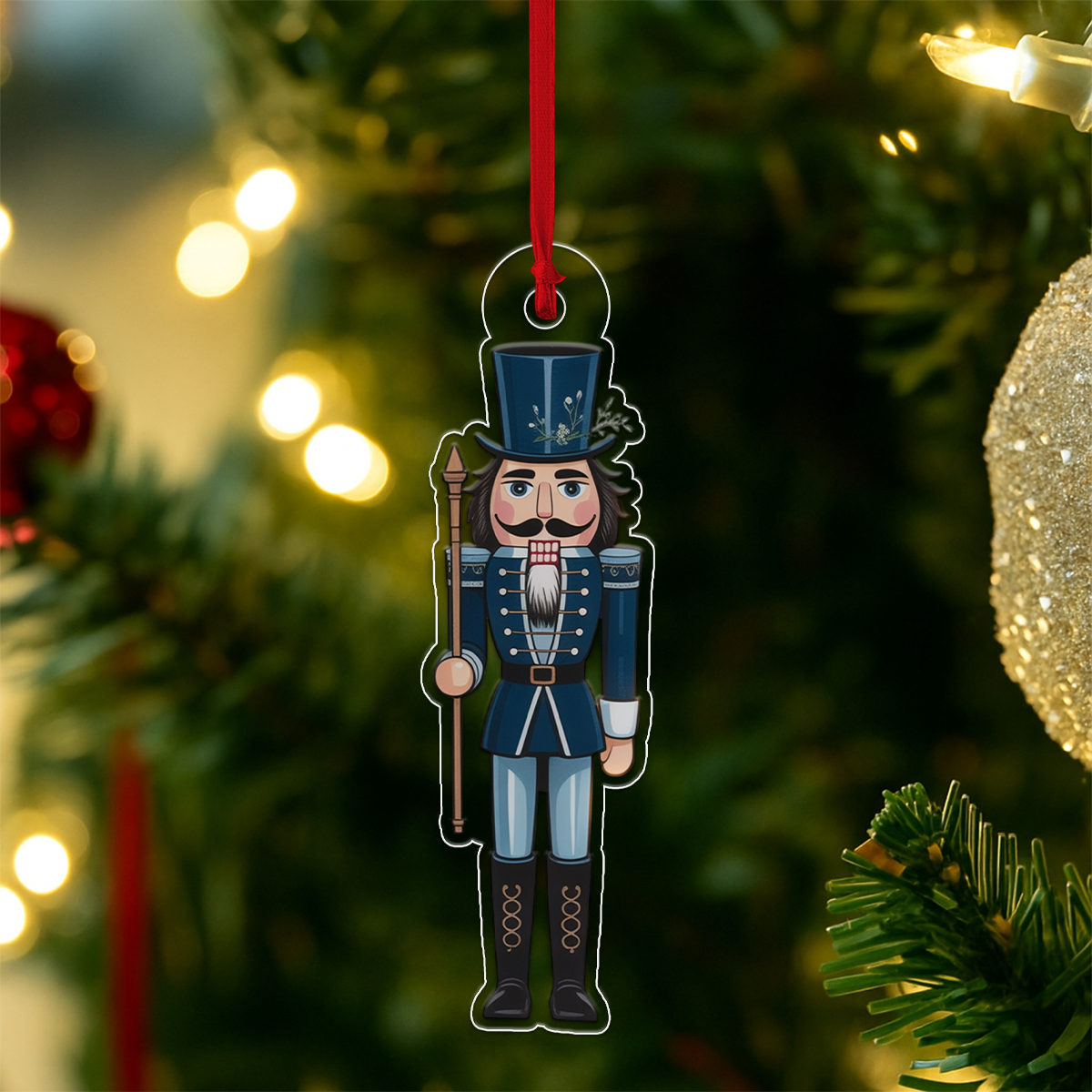 Nutcracker Magnolia Flower Acrylic Ornament Christmas Gift